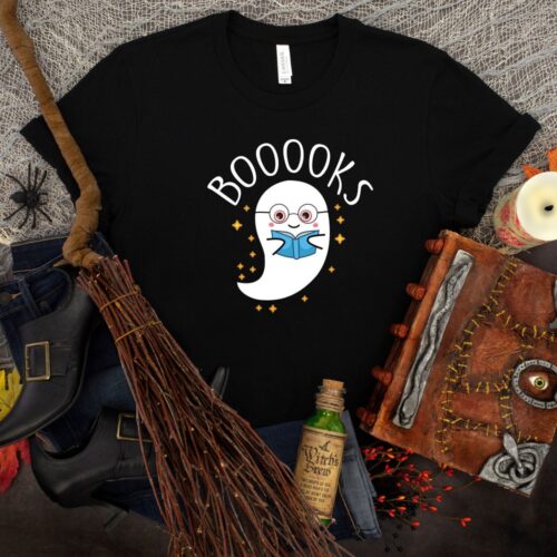 Teacher Halloween T-Shirt Funny Ghost Book Design Women's Halloween Shirt BOOOKS Theme image 0