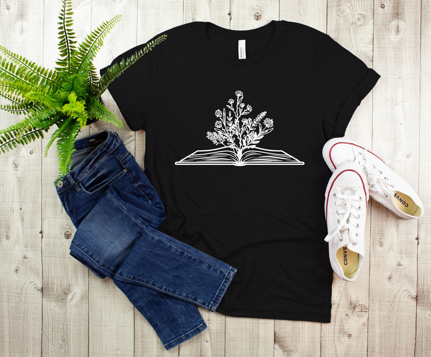 Wildflower Book T-Shirt for Women Book Lover Gifts Reading Teacher Shirt Birthday Gift image 1