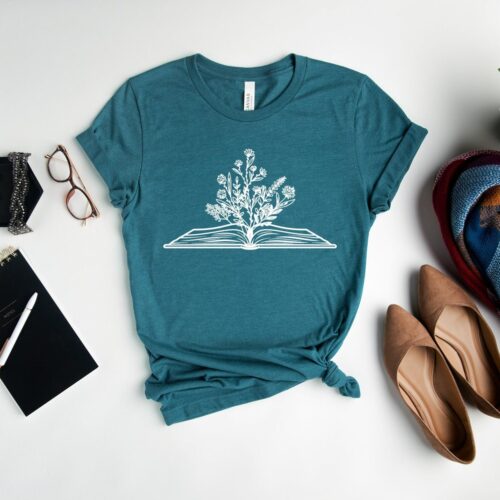 Wildflower Book T-Shirt for Women Book Lover Gifts Reading Teacher Shirt Birthday Gift image 0