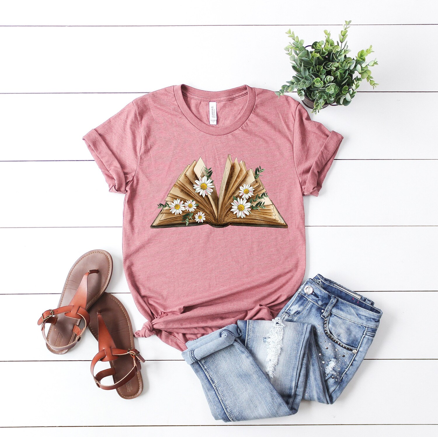 Wildflower Book T-Shirt for Women Book Lover Gifts Reading Teacher Shirt Birthday Gift image 2