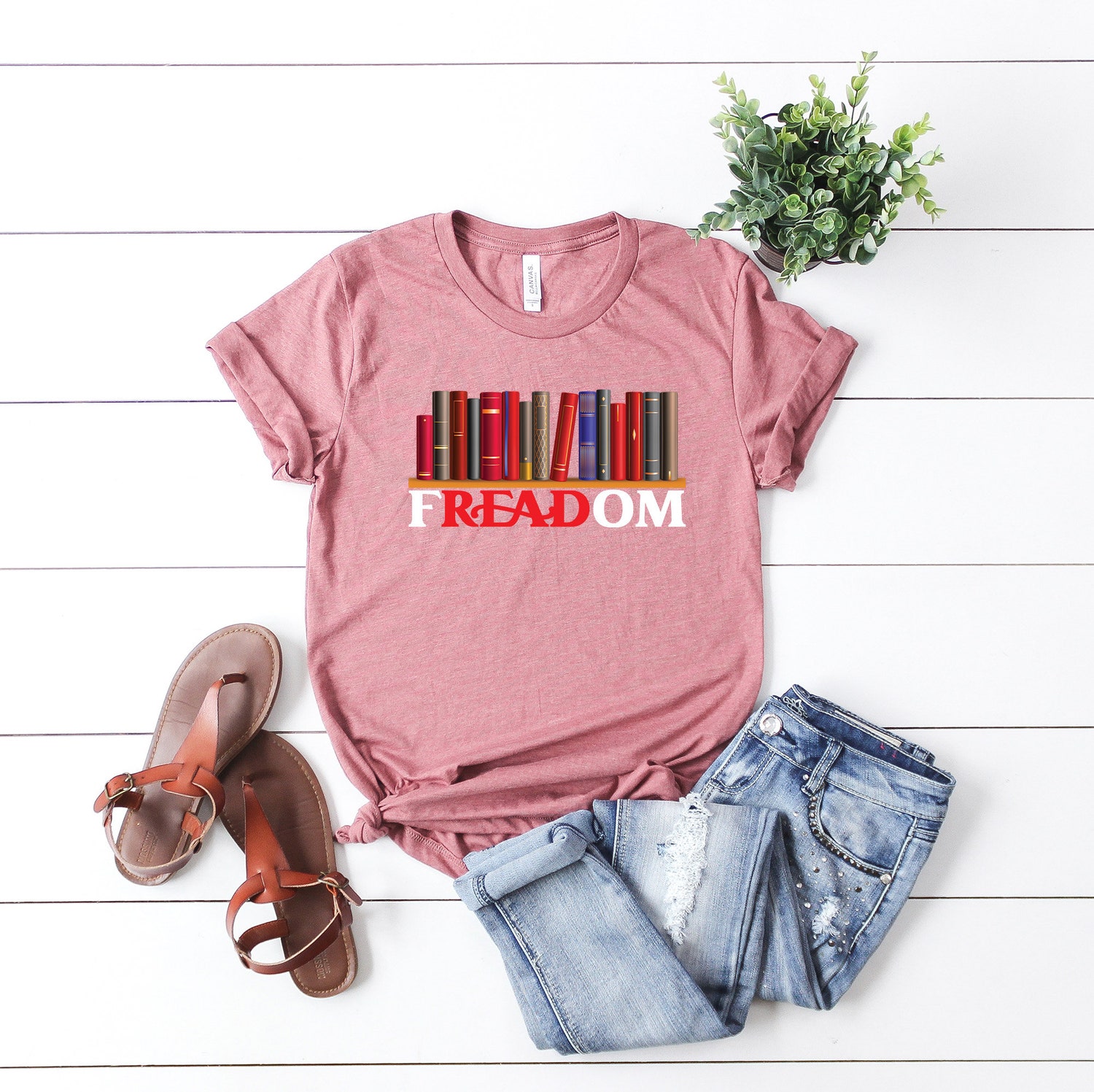 Freadom T-Shirts for Women Reading Teacher Shirt Book Lover Gift Social Justice Literary Tee image 1