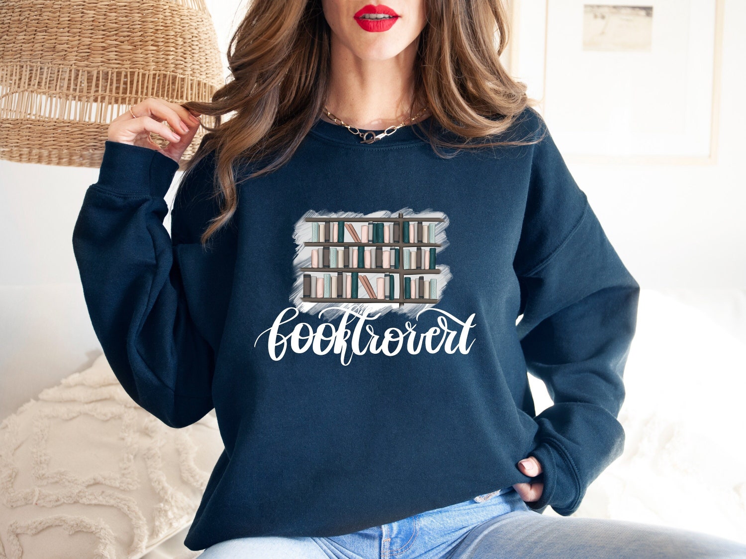 Booktrovert Sweatshirt Library & Book Sweater Reading Shirt Gift for Book Lovers & Teachers image 1