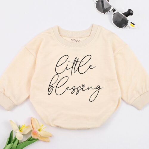 Little Blessing Baby Romper Vintage Bodysuit Cute Natural Baby Clothes Baby Shower Gift image 0