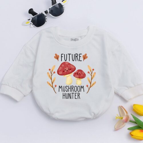 Future Mushroom Hunter Baby Bodysuit Neutral Forager Outfit Adventure Baby Shower Gift image 0