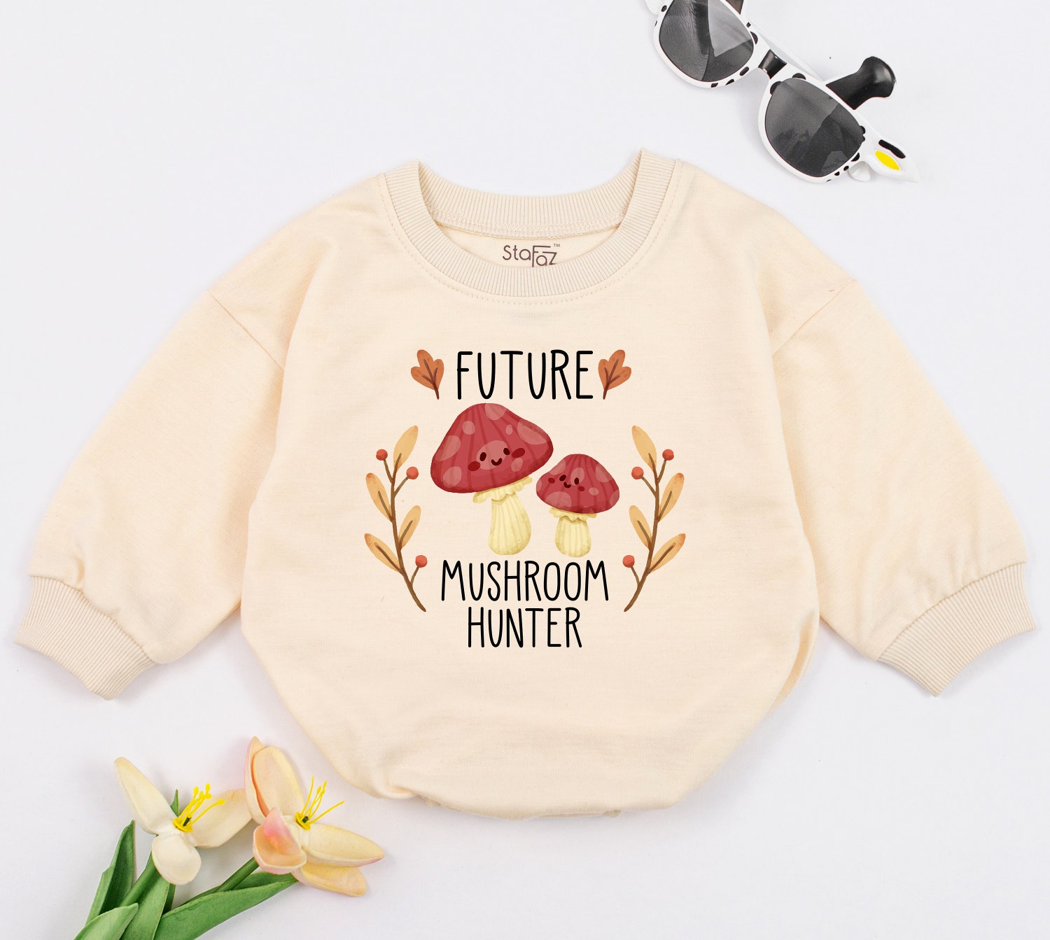 Future Mushroom Hunter Baby Bodysuit Neutral Forager Outfit Adventure Baby Shower Gift image 1