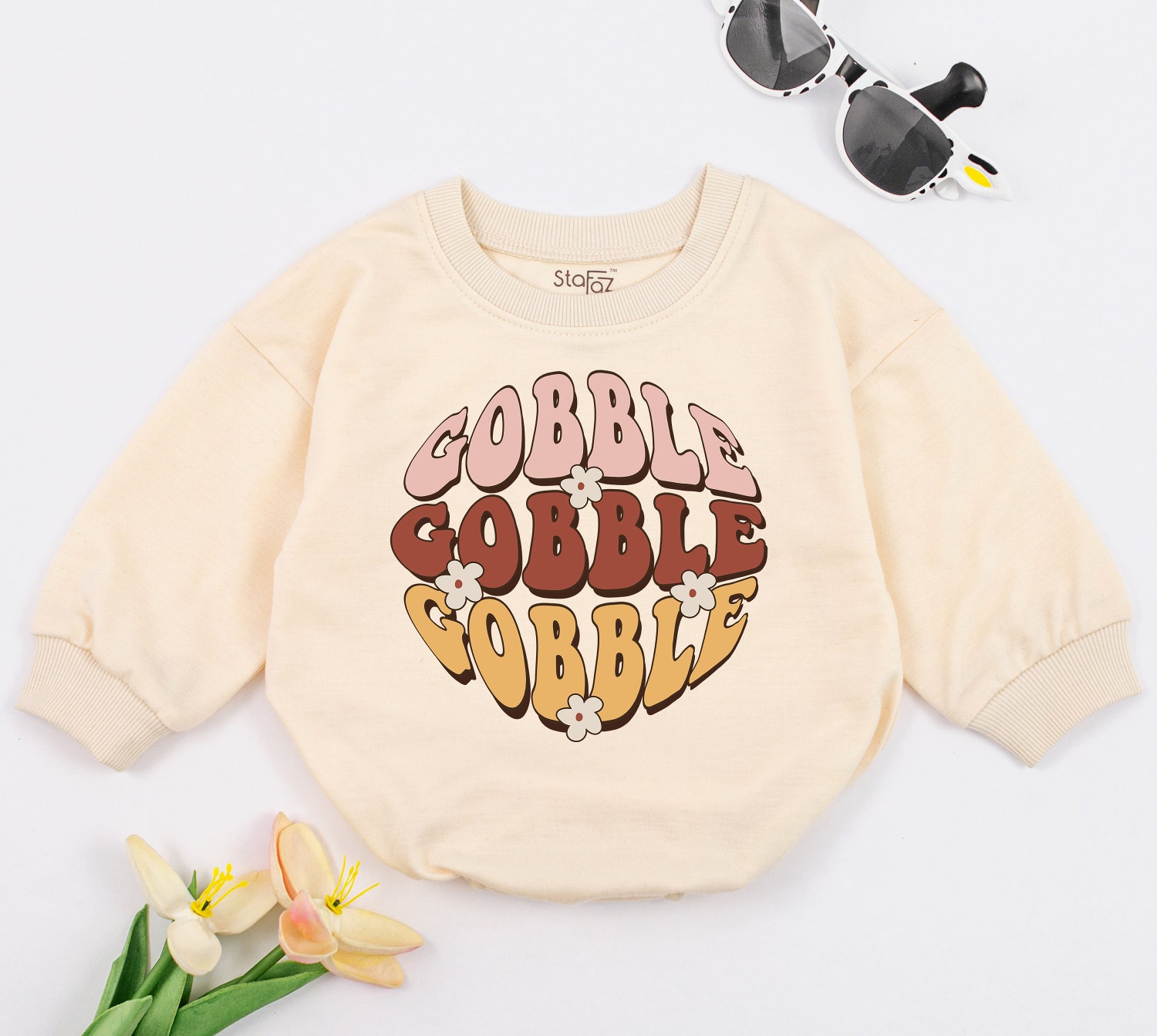 Gobble Gobble Baby Romper Thanksgiving Outfit First Thanksgiving Shirt Baby Shower Gift image 1