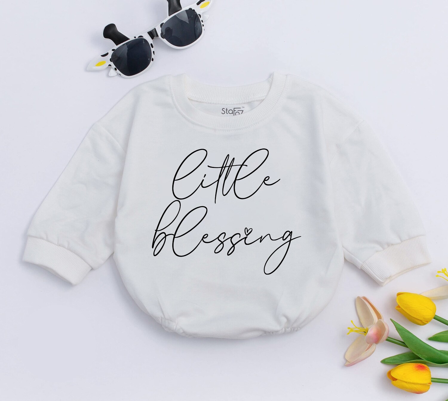 Little Blessing Baby Romper Vintage Bodysuit Cute Natural Baby Clothes Baby Shower Gift image 1