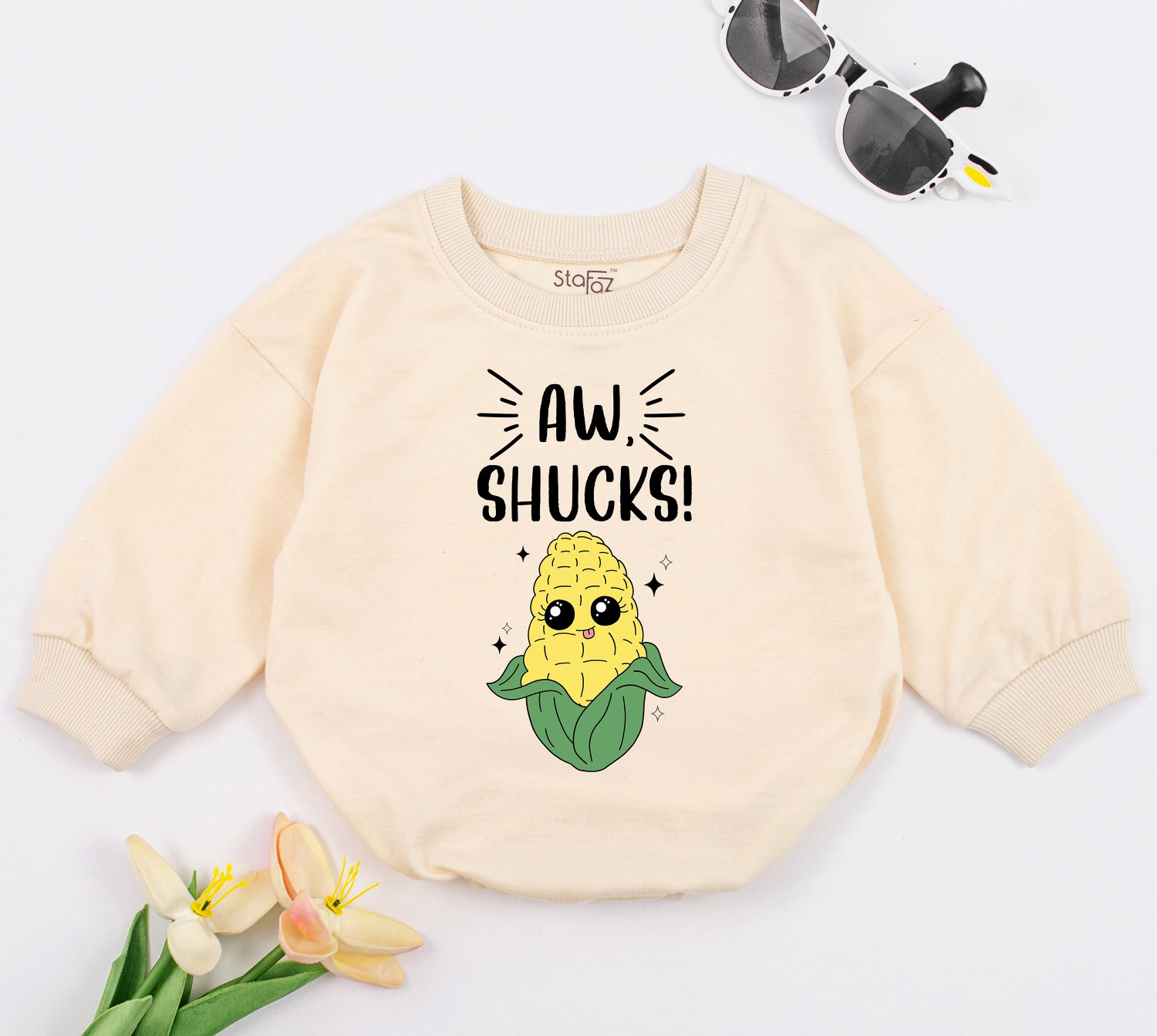 Funny Corn Baby Romper Cute Hipster Baby Bodysuit Vegetable Baby One Piece Baby Shower Gift image 1