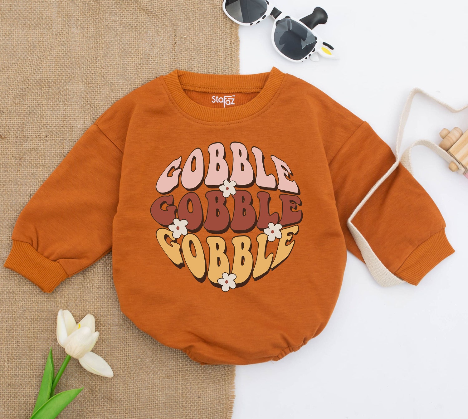 Gobble Gobble Baby Romper Thanksgiving Outfit First Thanksgiving Shirt Baby Shower Gift image 2