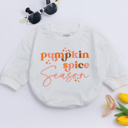 Pumpkin Spice Season Baby Romper Retro Fall Bodysuit Cute Natural Baby Clothes image 0