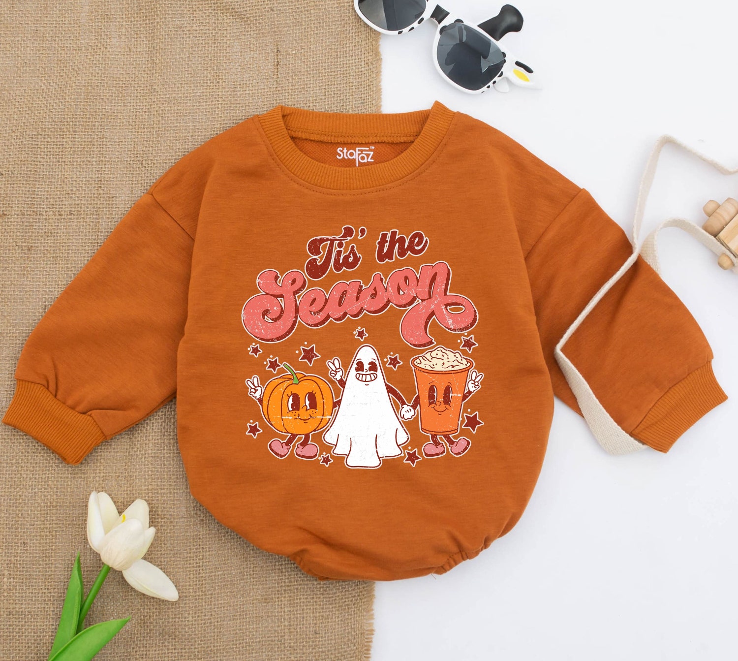 Thanksgiving Baby Romper Fall Bodysuit Holiday Baby Outfit Pumpkin Baby Clothes First Halloween Gift image 2