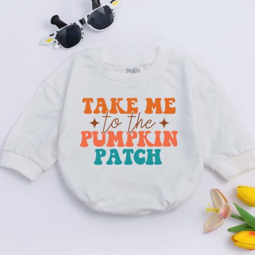 Take Me To The Pumpkin Patch Baby Romper Fall Long Sleeve Bodysuit for Girls Baby Shower Gift image 0