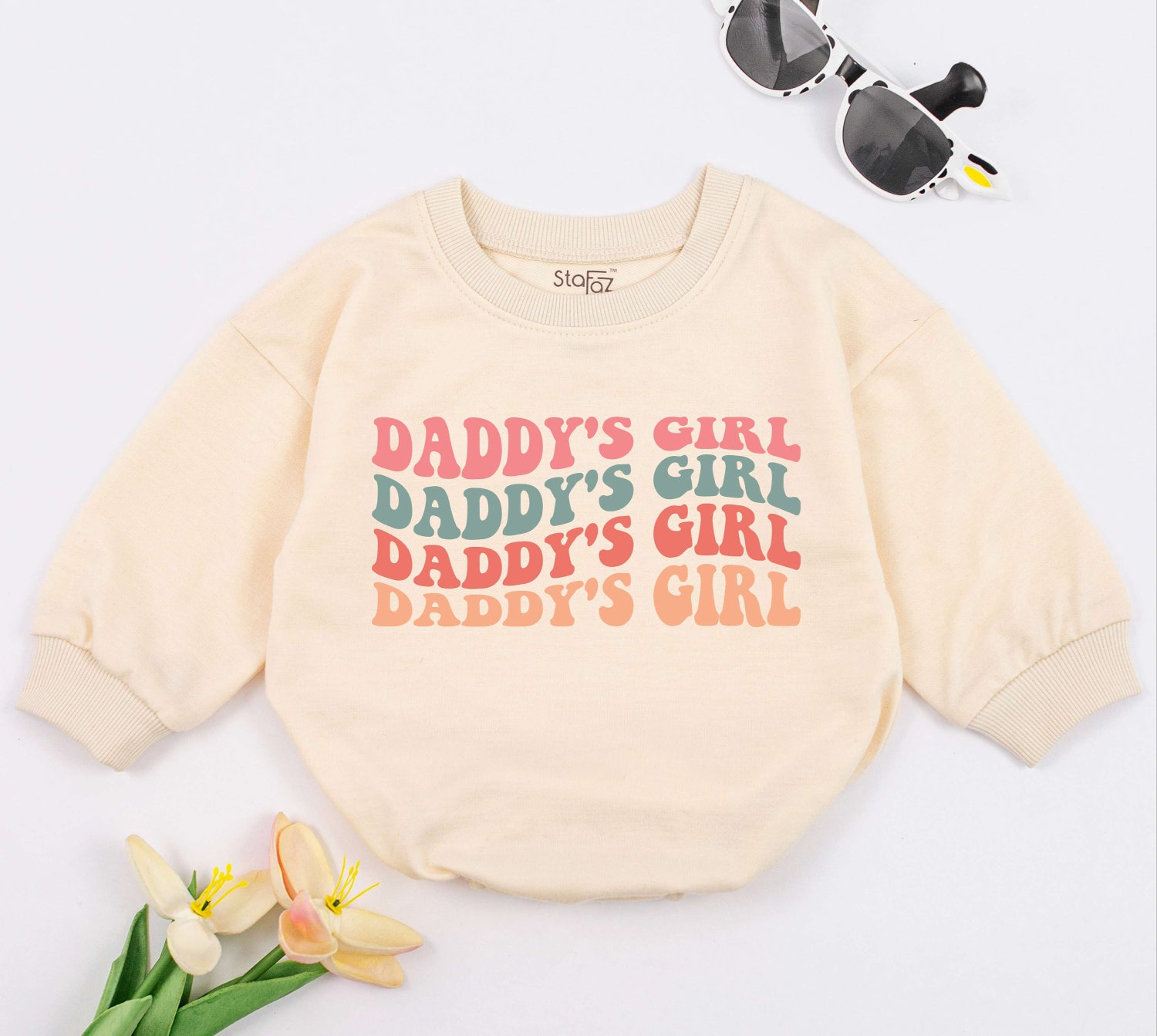 Daddy's Girl Baby Romper Retro Baby Clothes Daddy Daughter Outfit Father's Day Gift Newborn Girls image 1