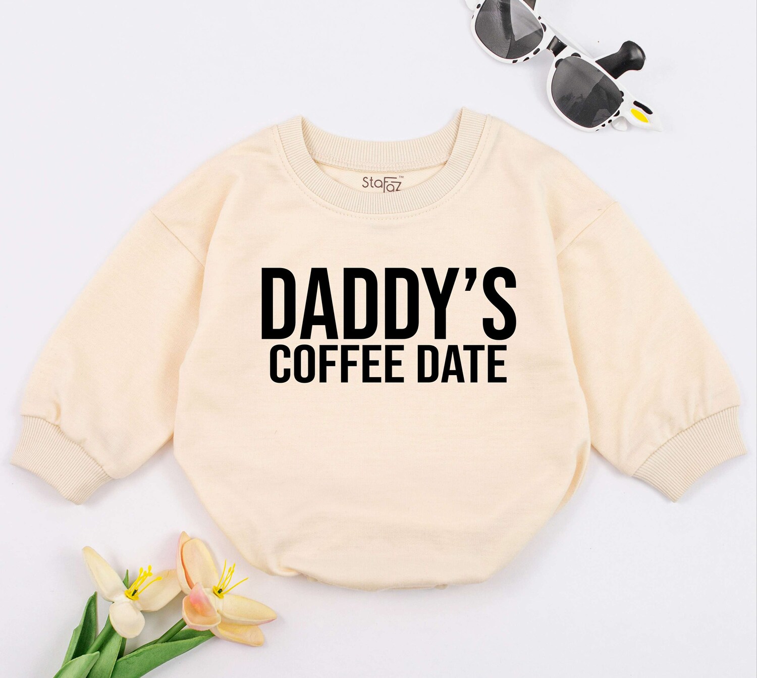 Daddy's Coffee Date Baby Romper Daddy's Girl Outfit Father's Day Gift Newborn Baby Clothes image 1