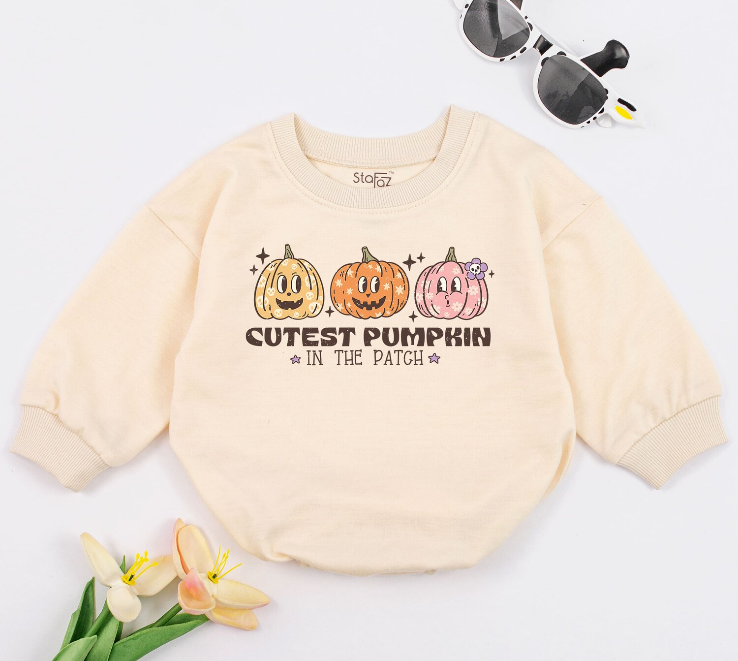 Cutest Pumpkin in the Patch Baby Romper Fall Baby Girl Clothes Newborn Baby Gift image 1