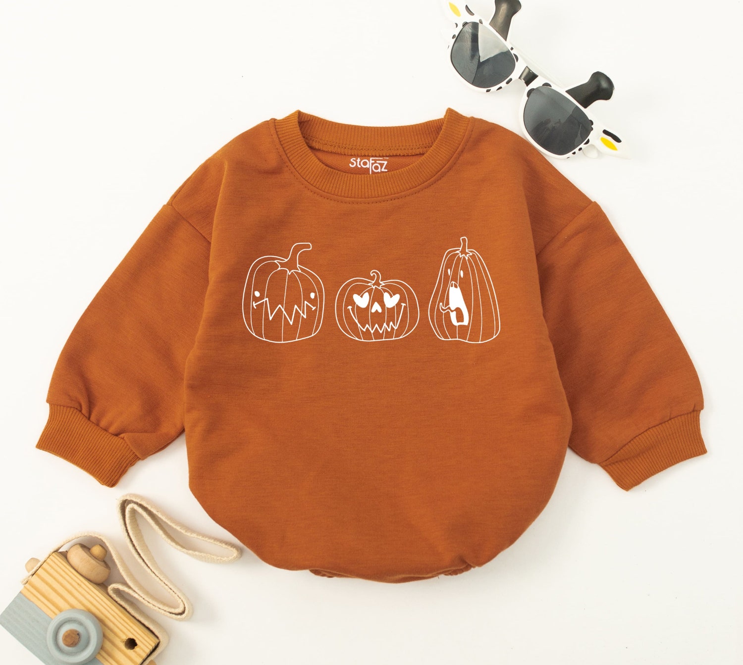 Pumpkin Baby Romper Short Sleeve Fall Baby Clothes Halloween Baby Outfit Baby Shower Gift image 2