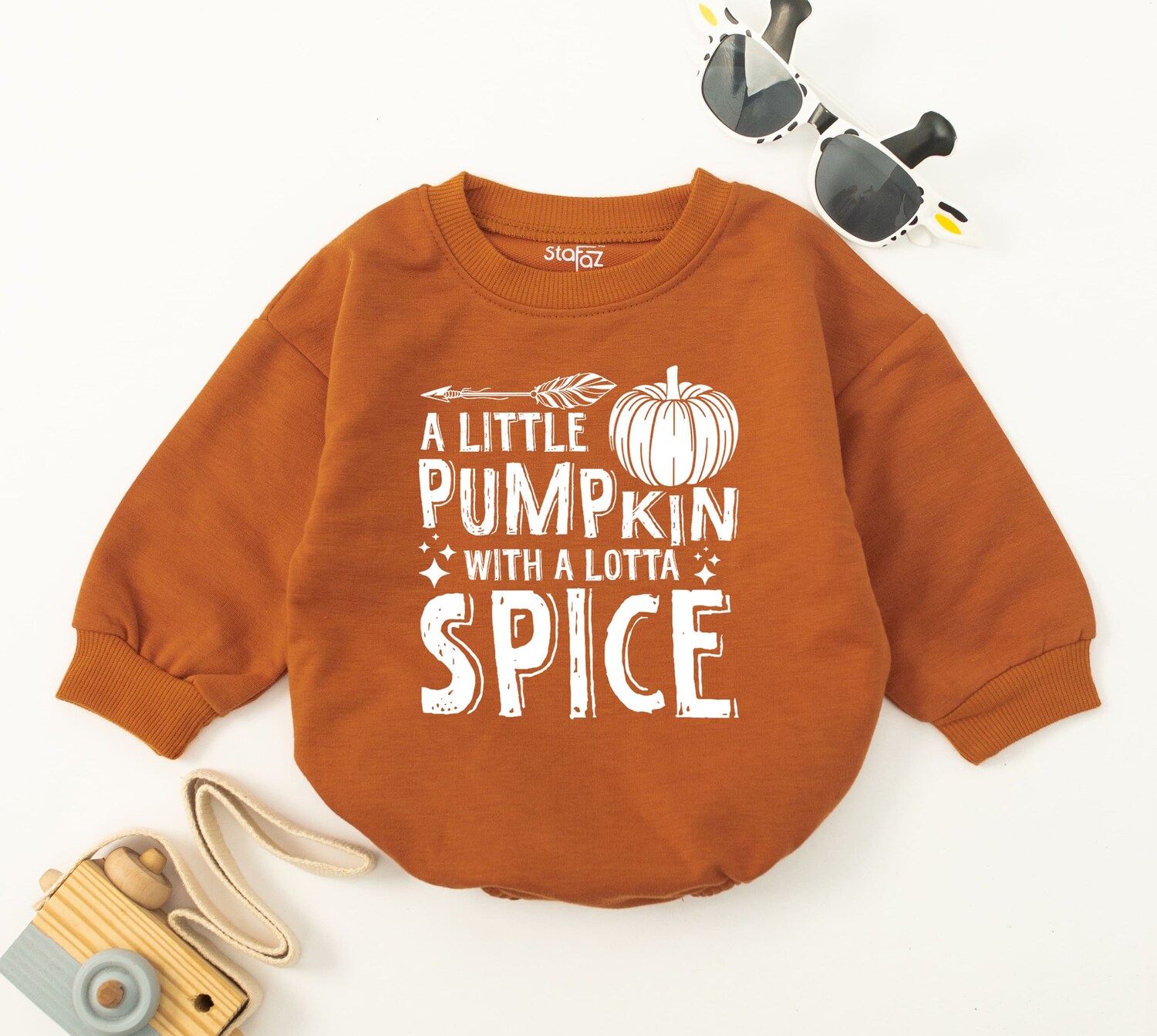 Little Pumpkin Baby Romper Cute Fall Baby Outfit Natural Fall Baby Costume Pumpkin Spice Gift image 1