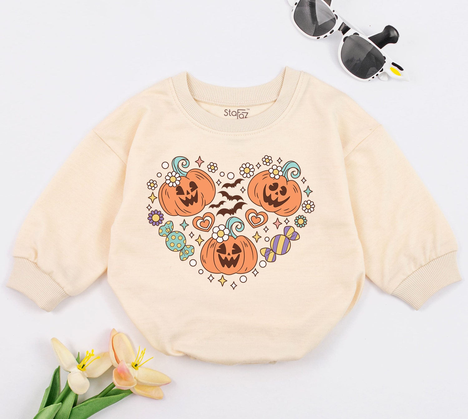 Pumpkin Patch Baby Romper Halloween Toddler Sweatshirt Fall Baby Clothes Newborn Outfit image 1