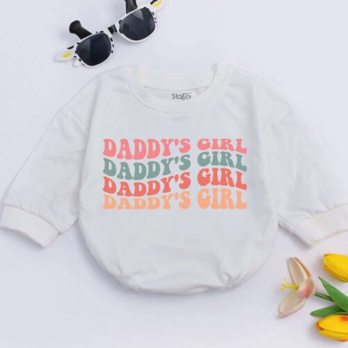 Daddy's Girl Baby Romper Retro Baby Clothes Daddy Daughter Outfit Father's Day Gift Newborn Girls image 0