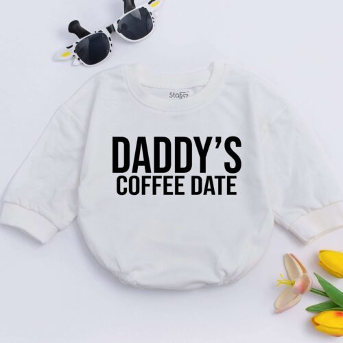 Daddy's Coffee Date Baby Romper Daddy's Girl Outfit Father's Day Gift Newborn Baby Clothes image 0