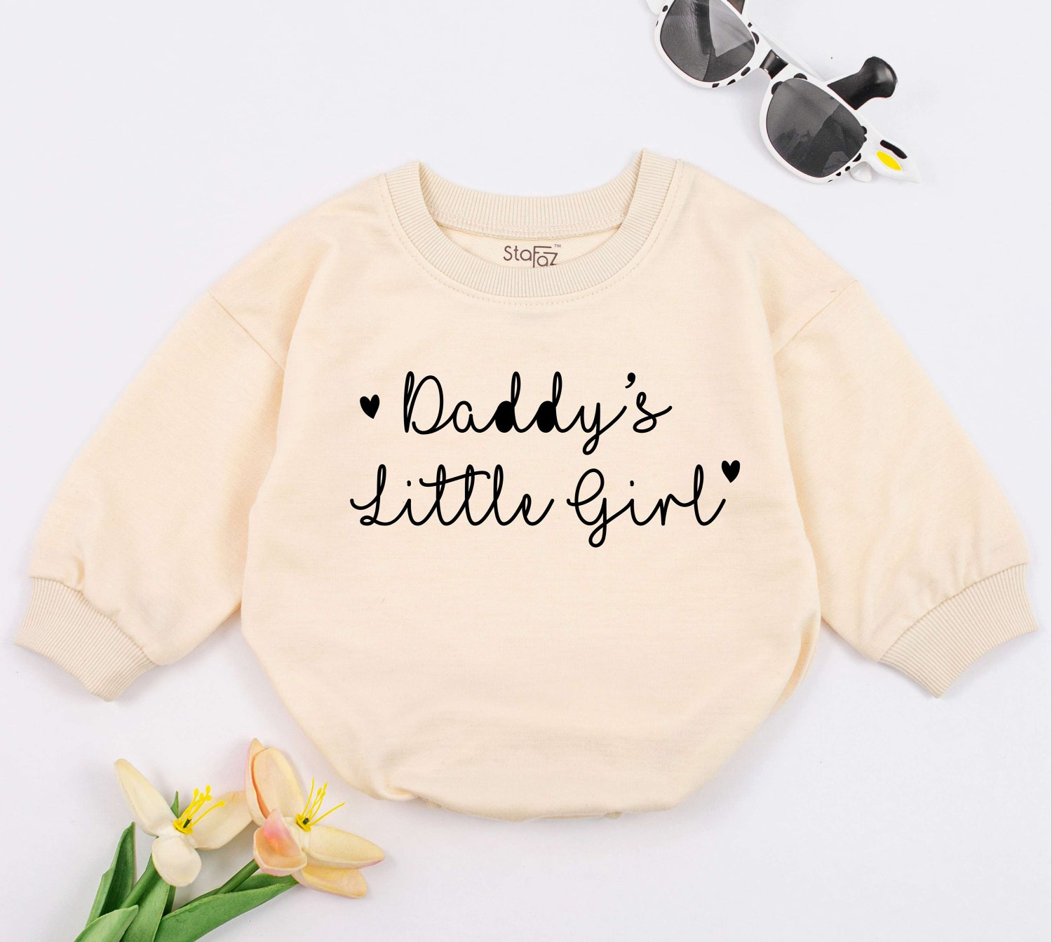 Daddy's Little Girl Baby Romper Daddy Daughter Gift Father's Day Baby Outfit for Girls image 1