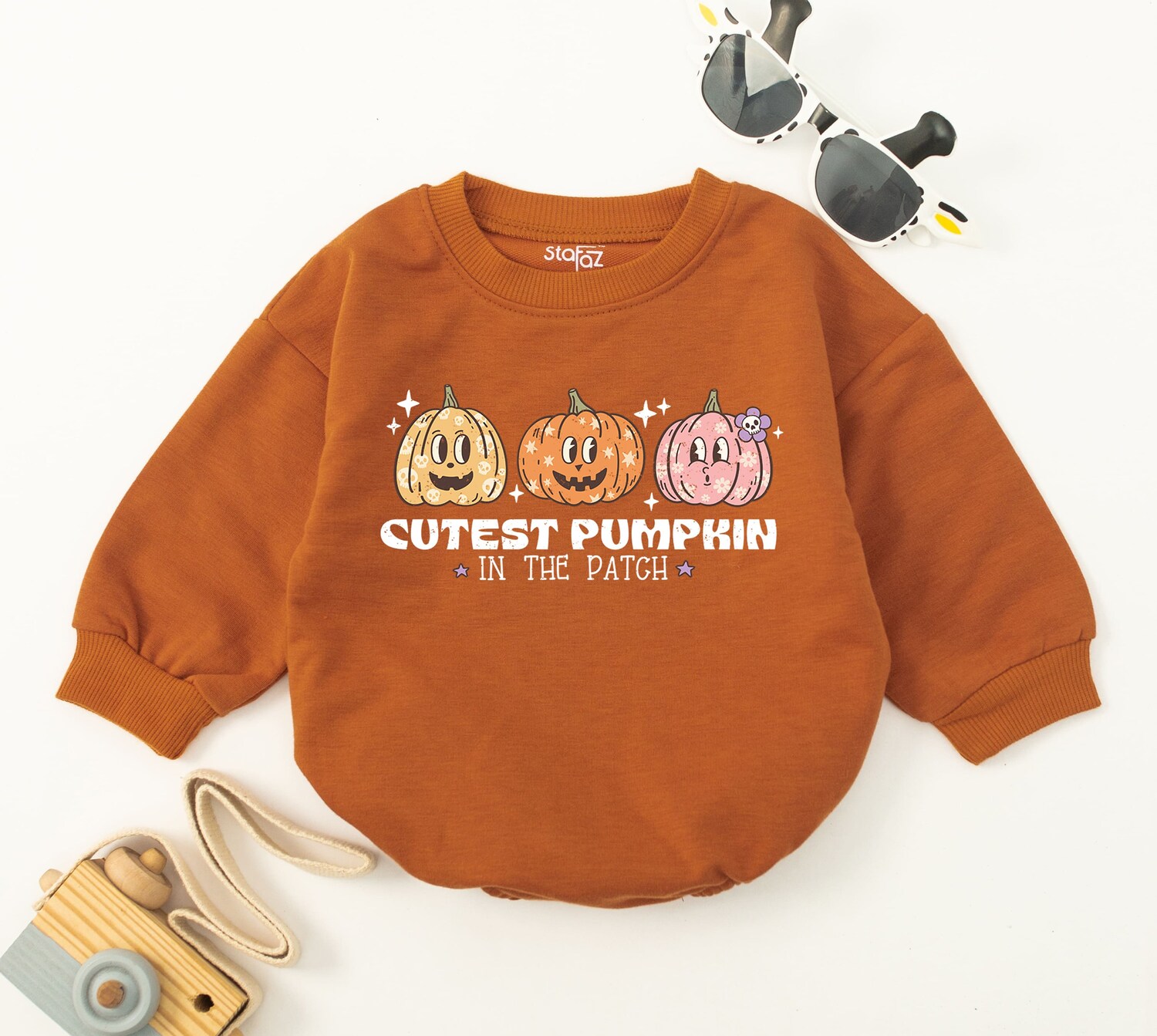 Cutest Pumpkin in the Patch Baby Romper Fall Baby Girl Clothes Newborn Baby Gift image 2