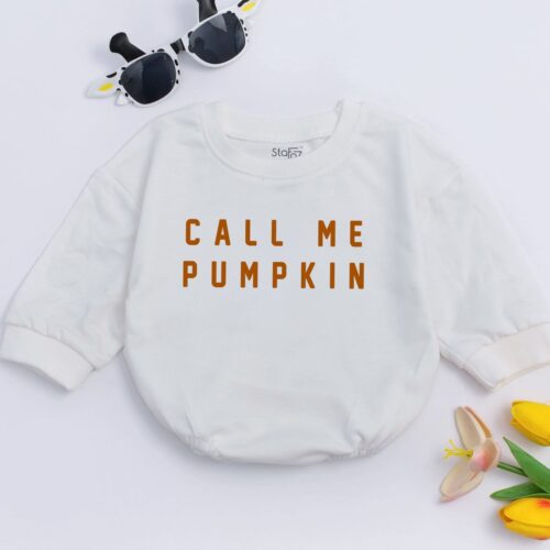 Fall Pumpkin Baby Romper Short Sleeve Halloween Outfit Pumpkin Baby Shower Gift image 0