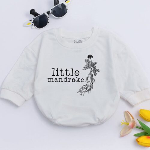 Little Mandrake Baby Romper Wizard Bodysuit Magic Baby Outfit Newborn & Shower Gift image 0