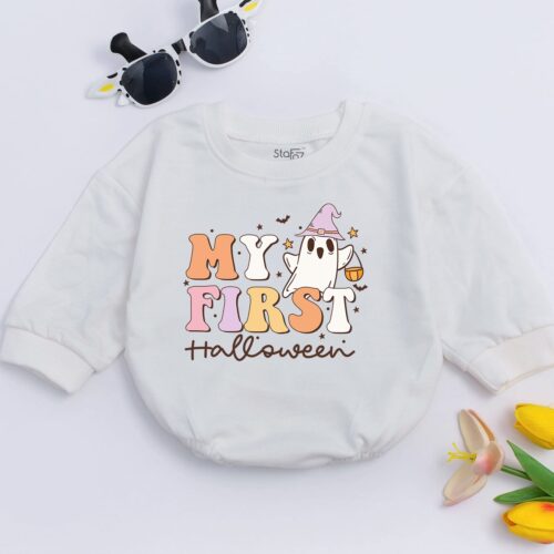 My First Halloween Baby Romper Newborn 1st Halloween Outfit Baby Shower Gift image 0