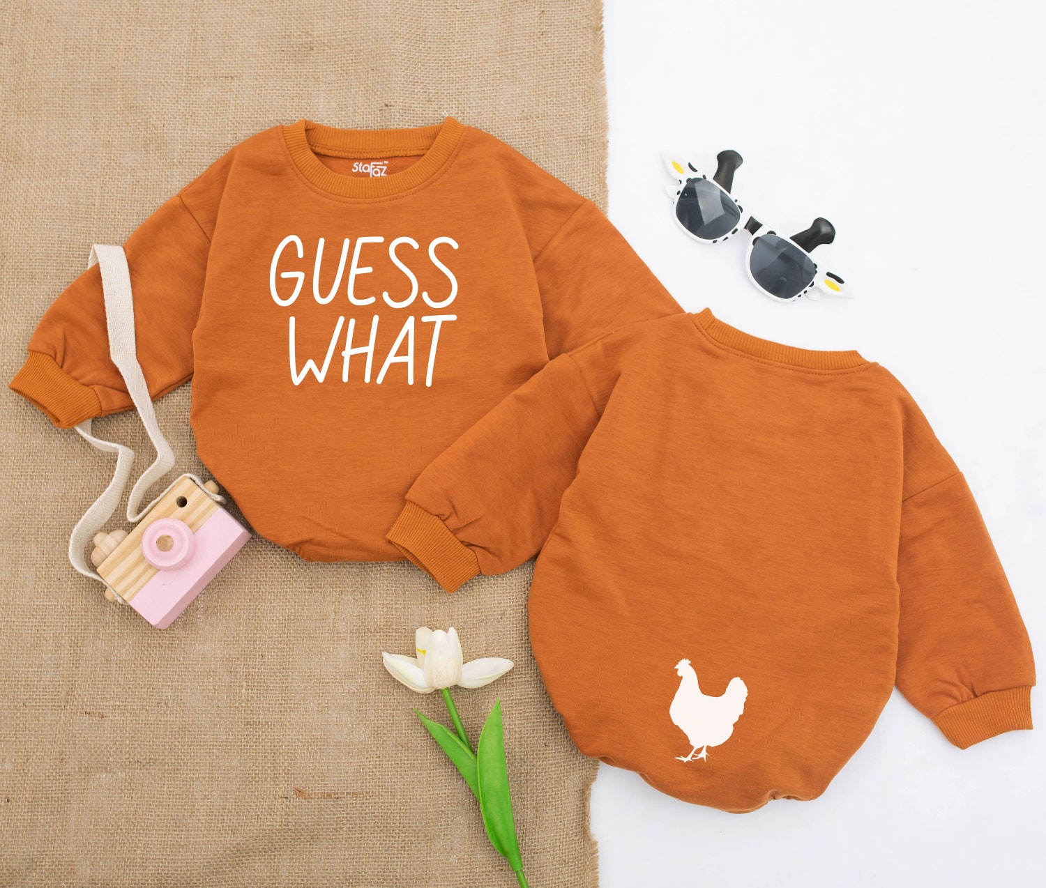 Funny Guess What Chicken Butt Baby Romper Gender Neutral Baby Shower Gift image 2