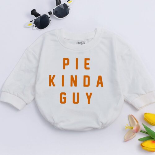 Pie Kinda Guy Baby Romper Thanksgiving Baby Boy Outfit Funny First Thanksgiving Clothes image 0