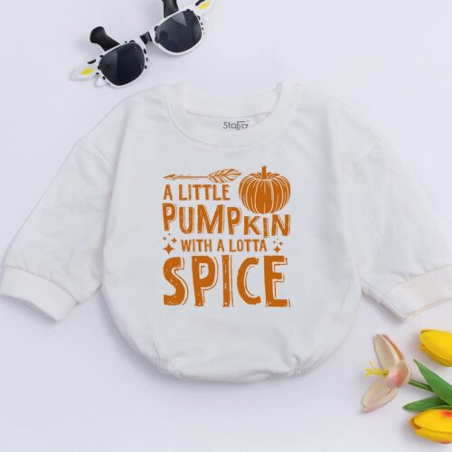 Little Pumpkin Baby Romper Cute Fall Baby Outfit Natural Fall Baby Costume Pumpkin Spice Gift image 0