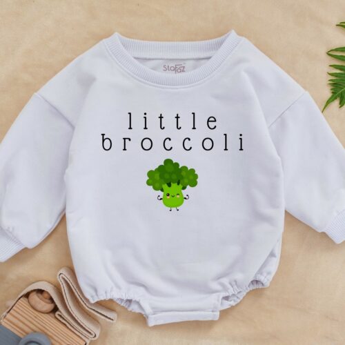 Unisex Little Broccoli Baby Romper Minimalist Gender Neutral Baby Clothes Cute Baby Outfit image 0