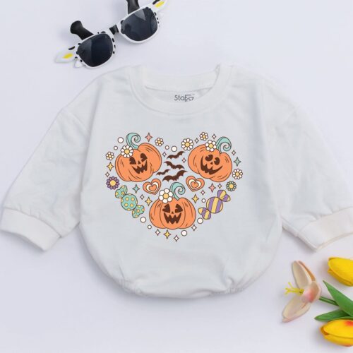 Pumpkin Patch Baby Romper Halloween Toddler Sweatshirt Fall Baby Clothes Newborn Outfit image 0