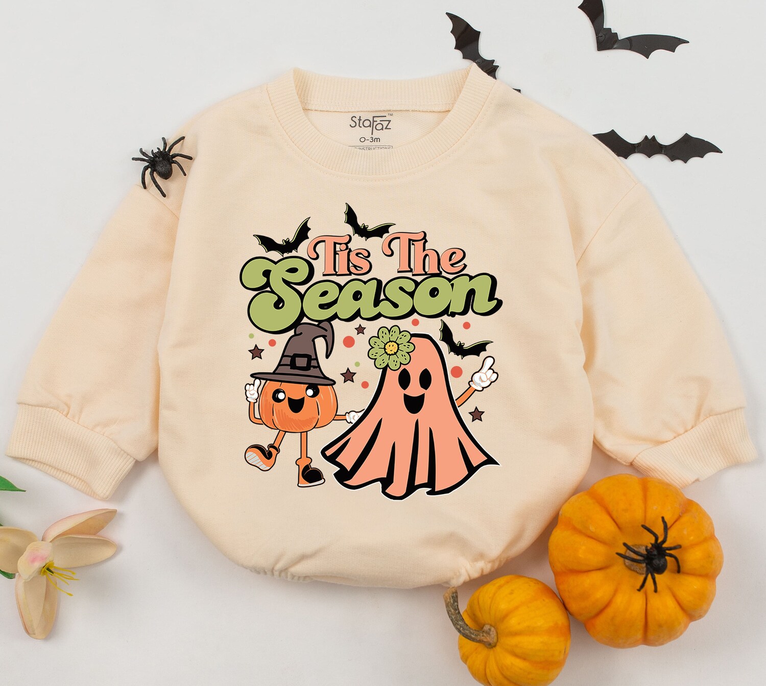 Tis The Season Halloween Baby Romper Toddler Girl Boy Fall Outfit Newborn Halloween Gift image 1