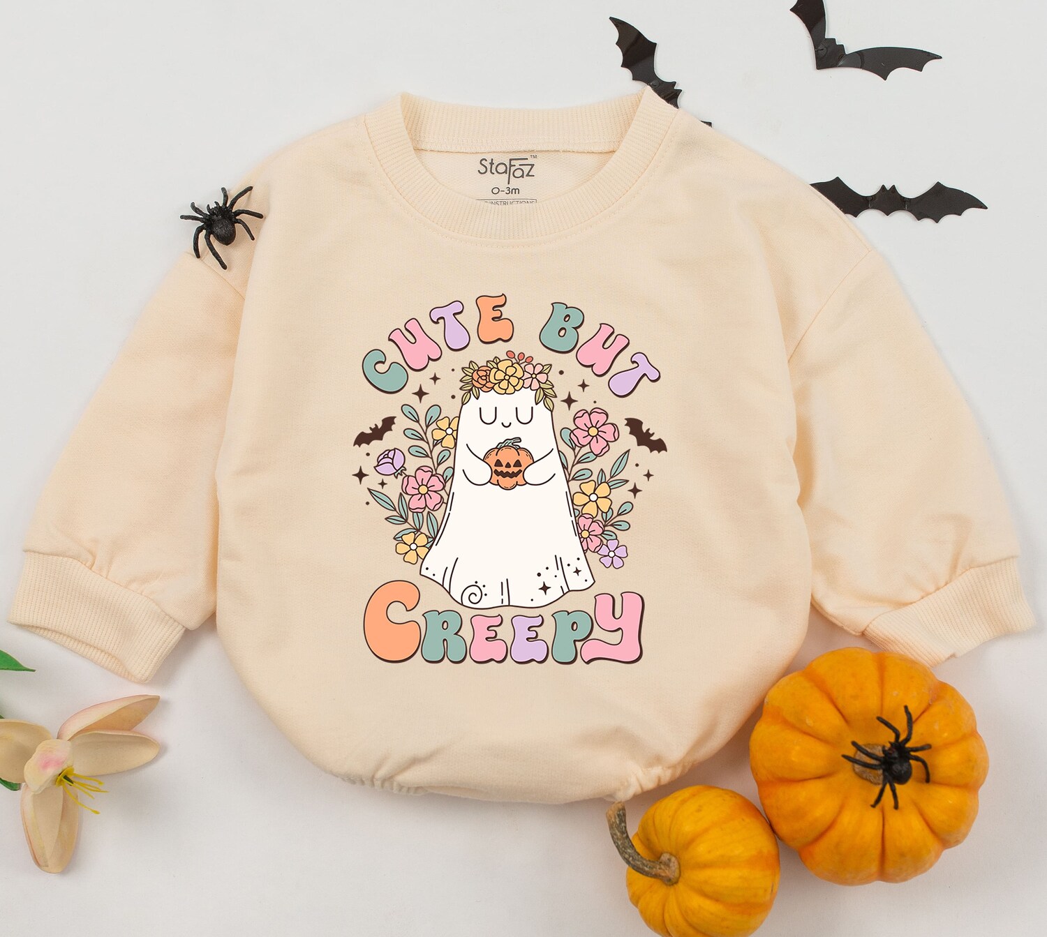 Cute Creepy Baby Romper Halloween Toddler Sweatshirts Fall Newborn Outfit image 2