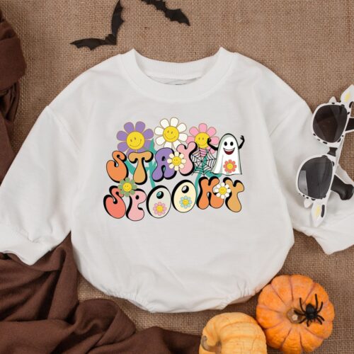 Stay Spooky Baby Romper Soft Cotton Halloween Outfit for First Halloween Fall Baby Shower image 0