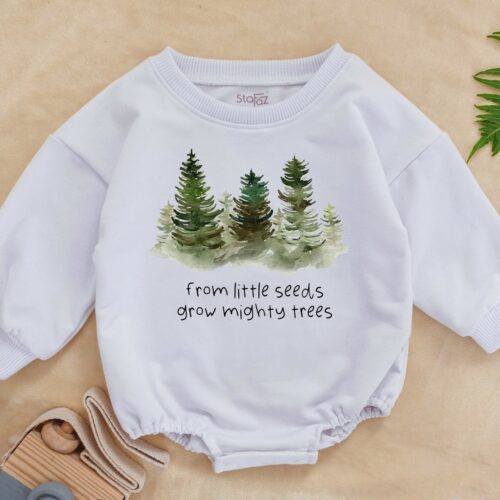 From Little Seeds Grow Mighty Trees Baby Romper Nature Lover Adventure Outfit Wilderness Baby Shower Gift image 0