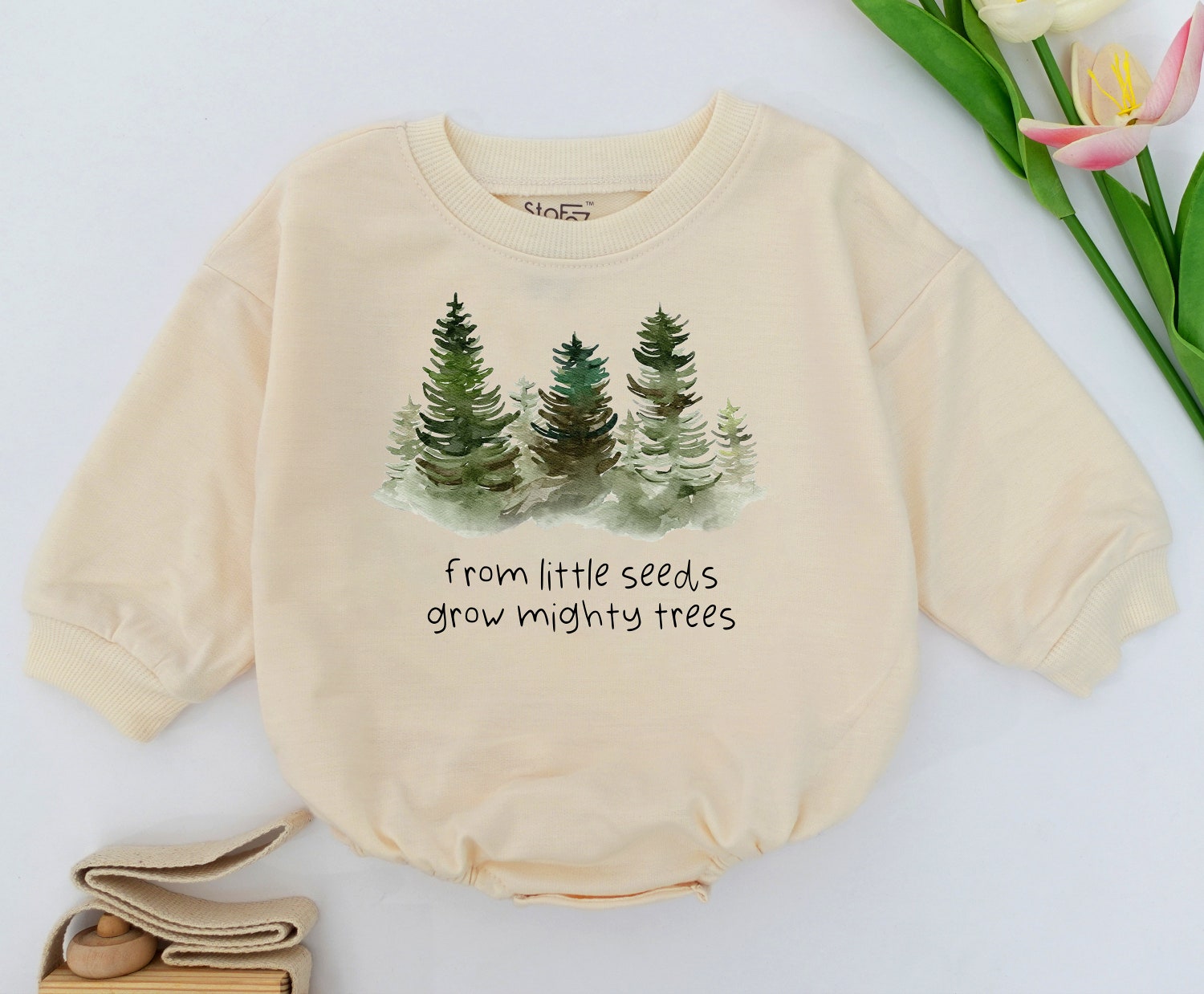 From Little Seeds Grow Mighty Trees Baby Romper Nature Lover Adventure Outfit Wilderness Baby Shower Gift image 1