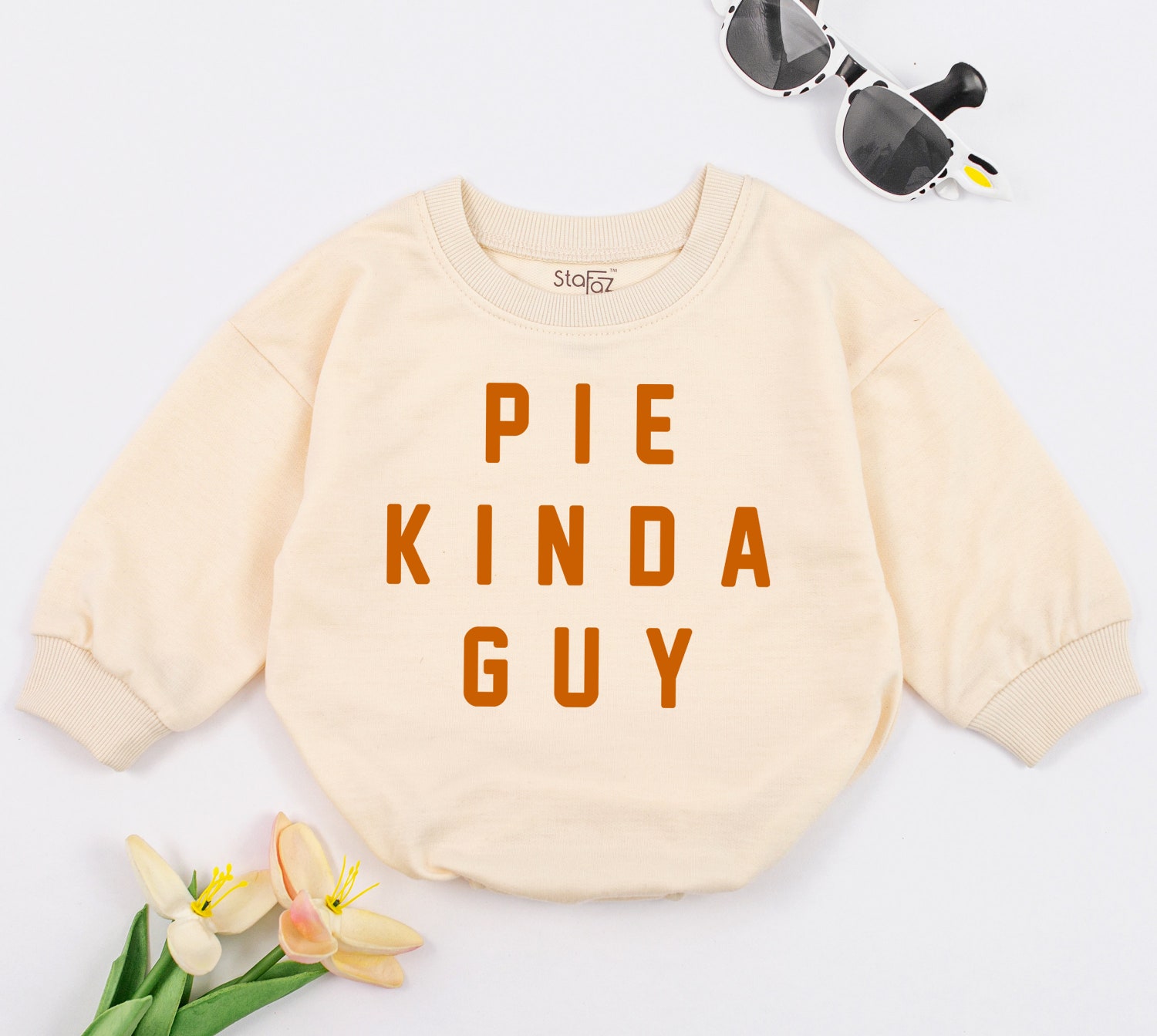 Pie Kinda Guy Baby Romper Thanksgiving Baby Boy Outfit Funny First Thanksgiving Clothes image 1