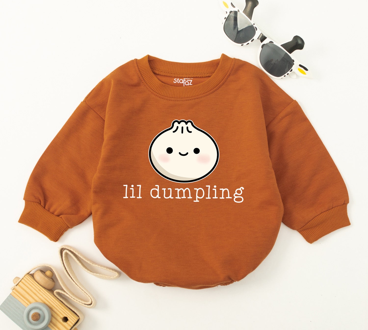 Lil Dumpling Baby Romper Vegan Baby Bodysuit Cute Food Themed Baby Shower Gift image 3