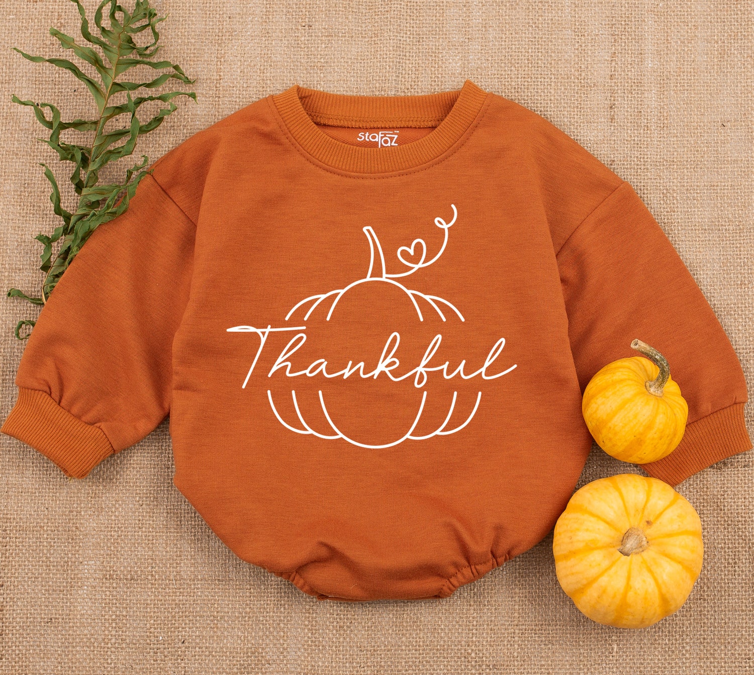 Thankful Thanksgiving Baby Romper Pumpkin Baby Outfit First Thanksgiving Baby Clothes image 2