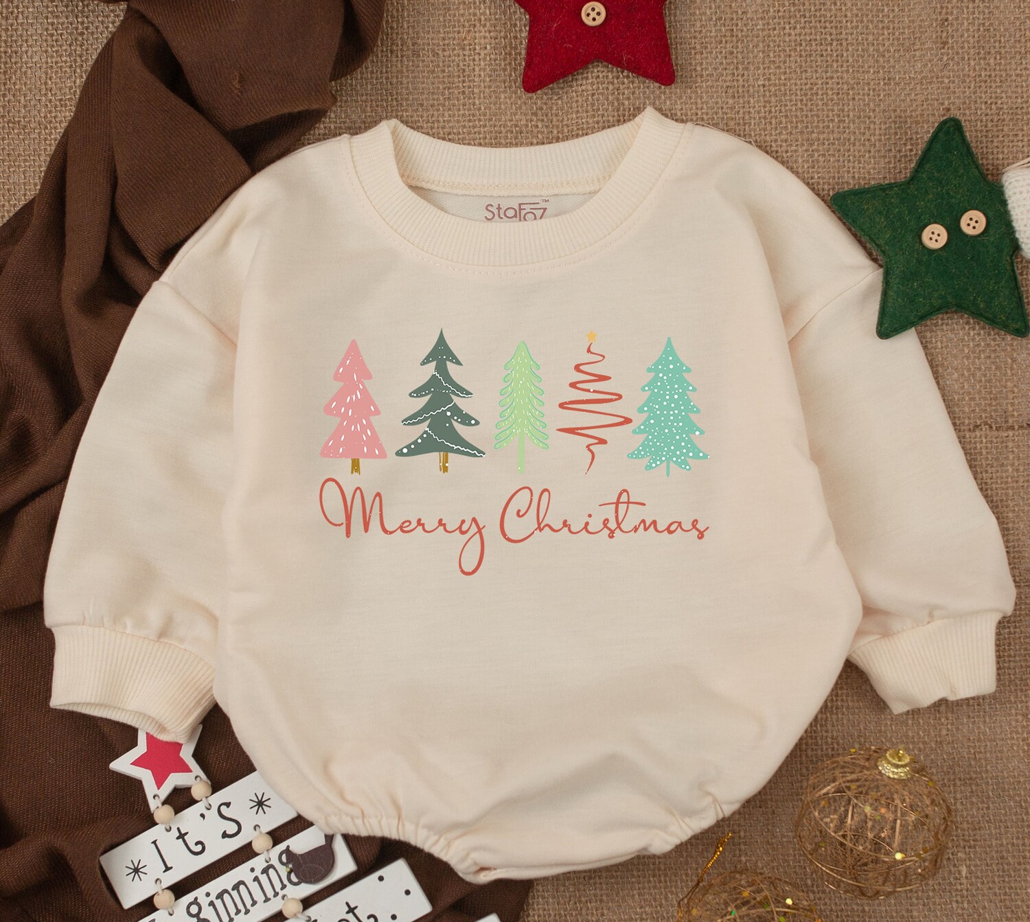 Funny Christmas Baby Outfit Bubble Romper & Toddler Sweatshirt 1st Christmas Baby Shower Gift image 1