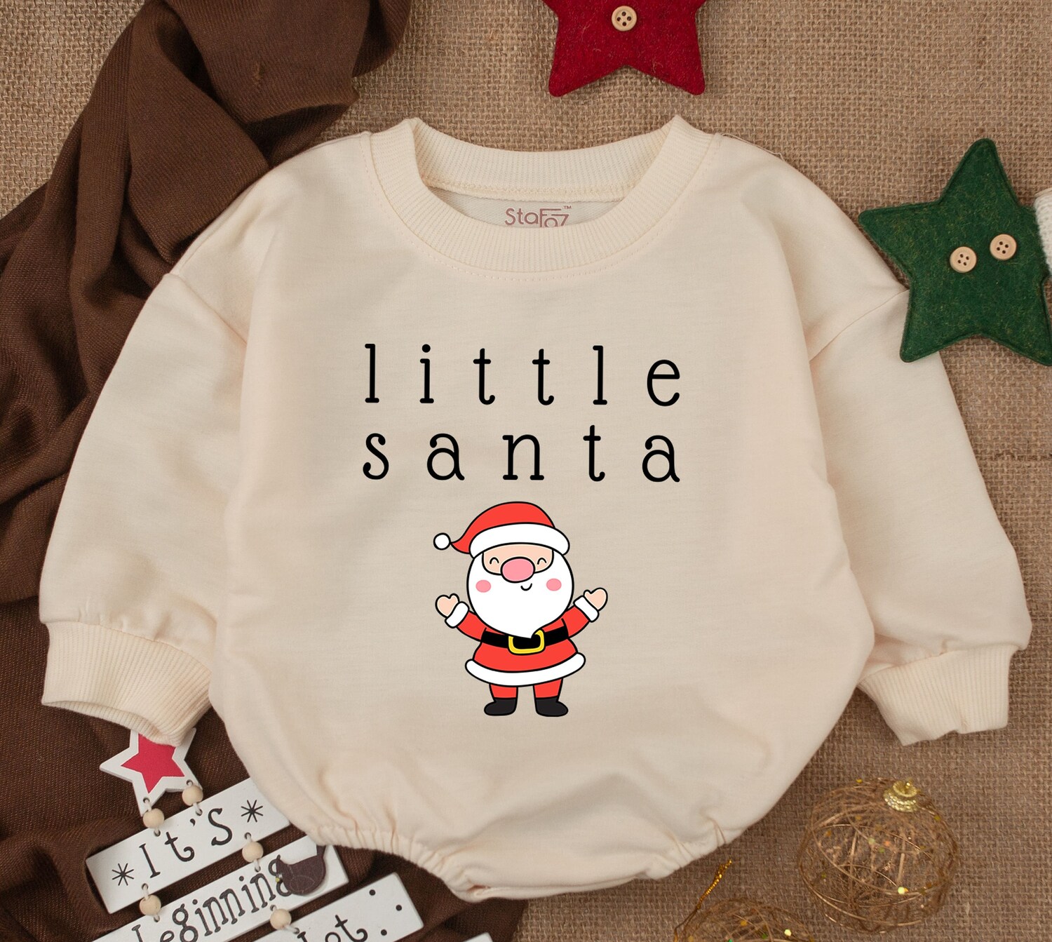 Christmas Baby Outfit Cozy Santa Sweatsuit for Girls Cute Holiday Baby Romper image 1