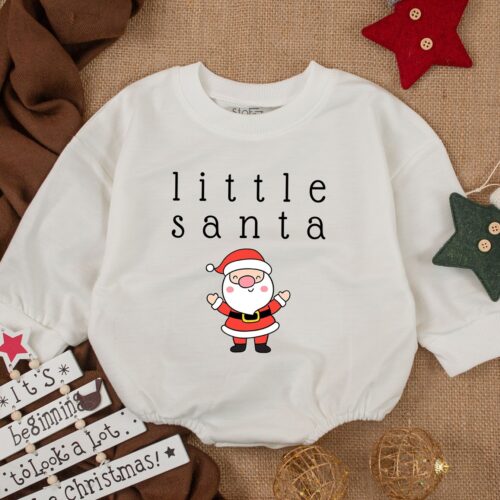 Christmas Baby Outfit Cozy Santa Sweatsuit for Girls Cute Holiday Baby Romper image 0