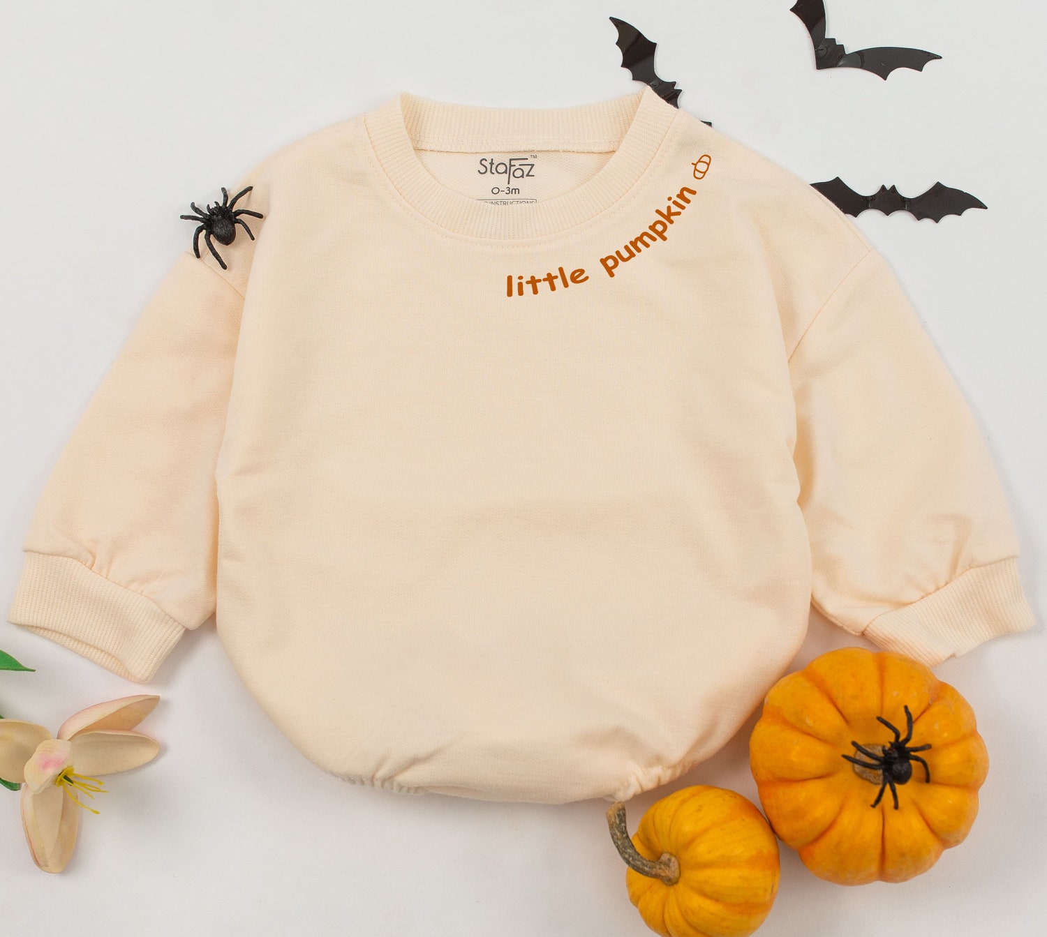 Little Pumpkin Baby Romper Halloween Baby Outfit Fall Baby Clothes Newborn Romper image 1