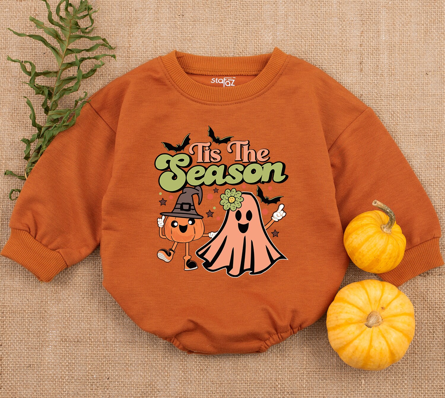 Tis The Season Halloween Baby Romper Toddler Girl Boy Fall Outfit Newborn Halloween Gift image 2