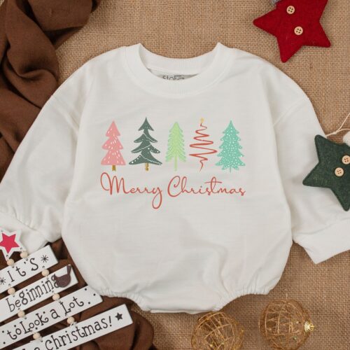 Funny Christmas Baby Outfit Bubble Romper & Toddler Sweatshirt 1st Christmas Baby Shower Gift image 0