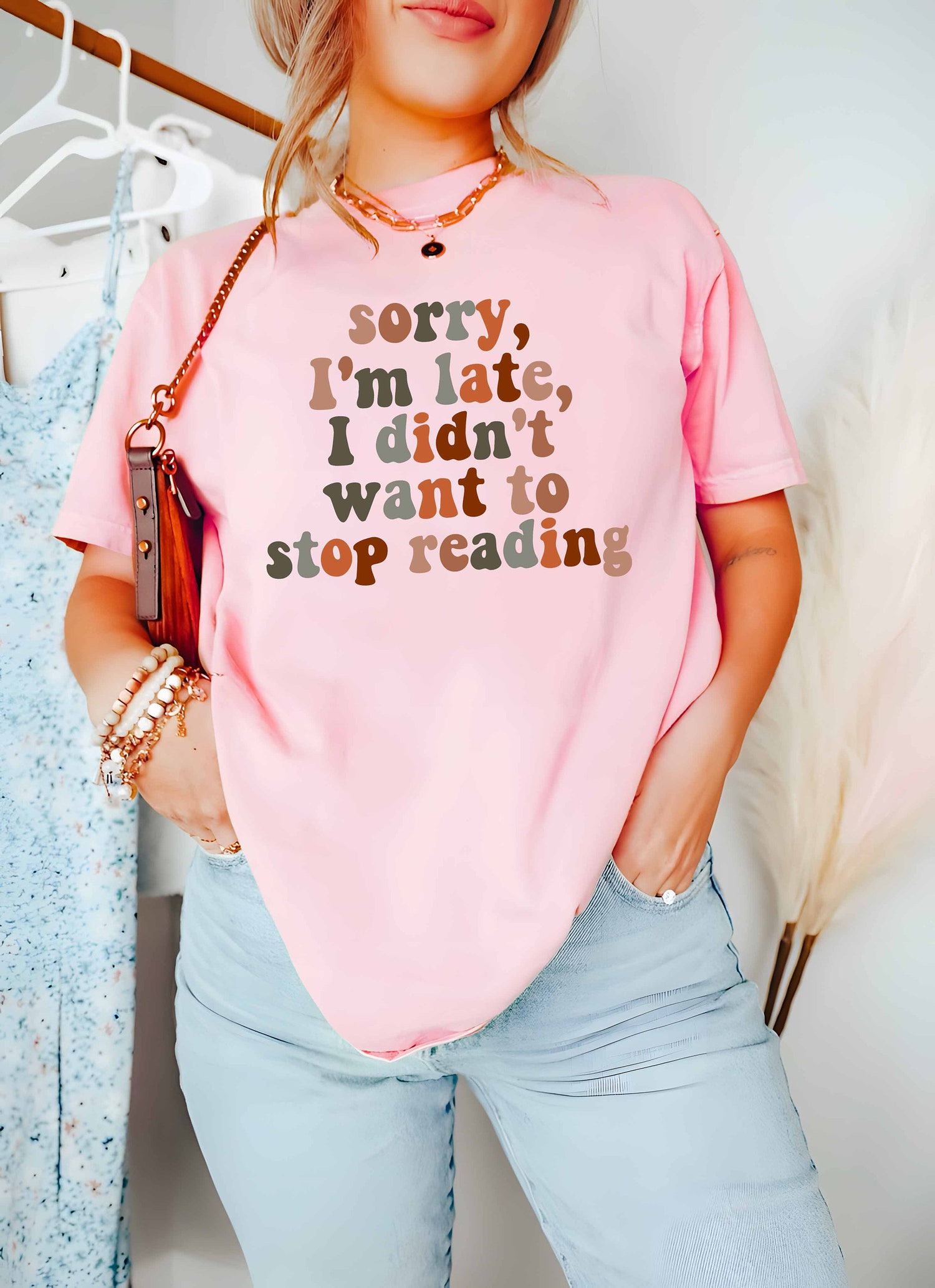 Sorry I'm Late I Was Reading Book Shirt Book Lover Gift for Readers Bookworm Librarian image 1