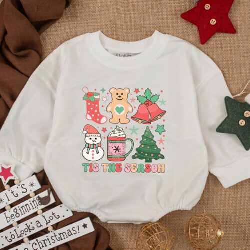 Funny Christmas Baby Romper Toddler Sweatshirt 1st Christmas Outfit Merry Christmas Vibes image 0